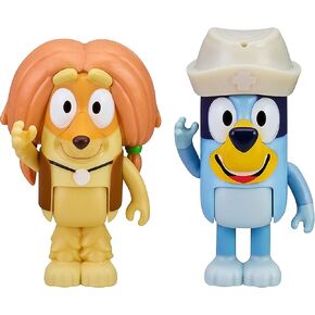 Bluey and Indy Doctors 2 Figure Playset Pack Articulated 2.5 Inch Action Figures Includes Nurses Hat Official Collectable Toy