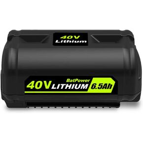 BatPower 6.5AH OP40602 40V Lithium Battery for Ryobi 40V Battery 6Ah 5Ah 4Ah 3Ah 2.6Ah 2Ah OP40602 OP40601 OP4050A OP4040 OP4060 OP40404 OP40301 OP40261 Compatible with Ryobi 40 Volt Battery