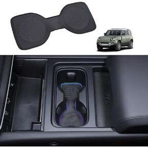 TPE Black Car Center Console Cup Coaster,Non-Slip Cup Holders Embedded in Ornaments Coaster for Land Rover Defender 2020-2024 Interior Anti Dust Cup Coaster