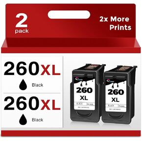 260XL Black Compatible Ink Cartridge Replacement for Canon 260 PG-260 PG260 XL PG260XL Black Ink for TR7020 TR7020a TR7022 TS6420 TS6400 TS5300 TS5320 TS6420a Printer,2 BK High-Yield Value Pack