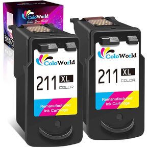 استبدال خراطيش الحبر المعاد تصنيعها من ColoWorld لطابعة Canon 211XL CL-211 (2 ثلاثية الألوان) تستخدم لطابعة Pixma MP495 MX410 MX340 MP250 MX320 MP490 MP499 MX350 MX330 iP2702 MP480 MX420 MP280 iP2700 in Kuwait