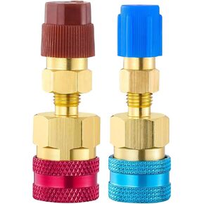 2Pcs R1234YF Quick Couplers Kit, R1234yf to R134a Conversion Adapters High/Low Side Quick Coupler Adapter AC Hose Fitting Connectors for R1234yf Car Ac System Evacuation Recharging