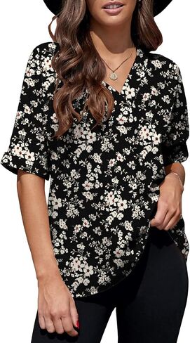 Necooer Womens Casual Crewneck Twist Knot Blouse Short Sleeve Color Block Fashion Striped Tops Shirts Loose Fit in Saudi Arabia
