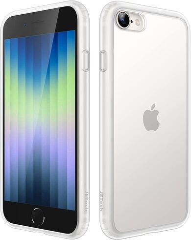 حافظة JETech غير لامعة لهاتف iPhone SE 3/2 (2022/2020)، iPhone 8/7، 4.7 بوصة، حماية من السقوط بدرجة عسكرية مقاومة للصدمات، غطاء هاتف خلفي شفاف بلوري، مضاد لبصمات الأصابع (أسود) in Kuwait