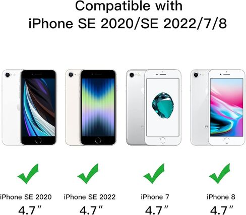 حافظة JETech غير لامعة لهاتف iPhone SE 3/2 (2022/2020)، iPhone 8/7، 4.7 بوصة، حماية من السقوط بدرجة عسكرية مقاومة للصدمات، غطاء هاتف خلفي شفاف بلوري، مضاد لبصمات الأصابع (أسود) in Kuwait