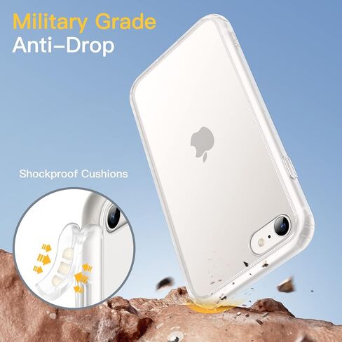 حافظة JETech غير لامعة لهاتف iPhone SE 3/2 (2022/2020)، iPhone 8/7، 4.7 بوصة، حماية من السقوط بدرجة عسكرية مقاومة للصدمات، غطاء هاتف خلفي شفاف بلوري، مضاد لبصمات الأصابع (أسود) in Kuwait