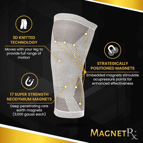 كم ضغط الركبة المغناطيسي MagnetRX® - (عبوة من قطعتين) دعم الركبة مع مغناطيس لراحة الركبة والتعافي - دعامة الركبة المغناطيسية (كبير) in Kuwait