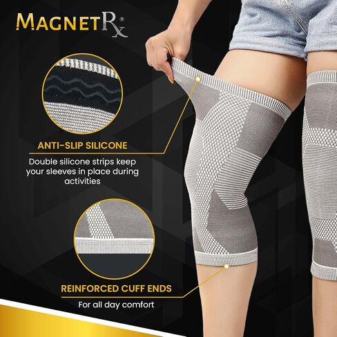 كم ضغط الركبة المغناطيسي MagnetRX® - (عبوة من قطعتين) دعم الركبة مع مغناطيس لراحة الركبة والتعافي - دعامة الركبة المغناطيسية (كبير) in Kuwait