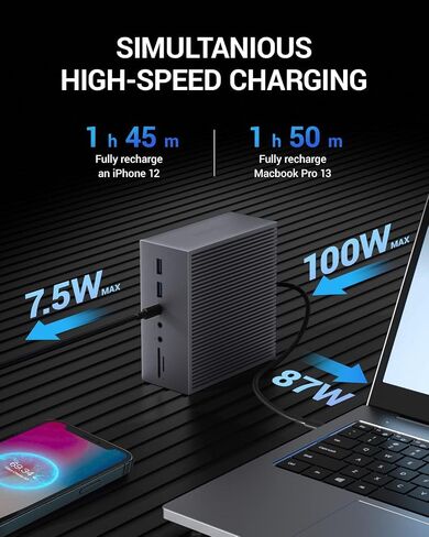 17 Ports USB C Hub, Docking Station, Multiport USB C Dock 4K@60Hz Triple Monitor (DP/2*HDMI, PD Charging, S/PDIF Port,USB-A/C 3.0,RJ45 Ethernet,Audio&Mic,SD/TF) for Laptop and Tablet in Saudi Arabia