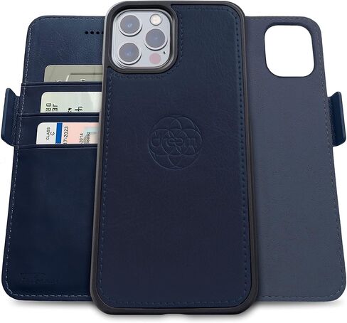 Dreem Fibonacci 2-in-1 Wallet Case for Apple iPhone 12 & 12 Pro - Luxury Vegan Leather, Magnetic Detachable Shockproof Phone Case, RFID Card Protection, 2-Way Flip Stand - Royal in Saudi Arabia