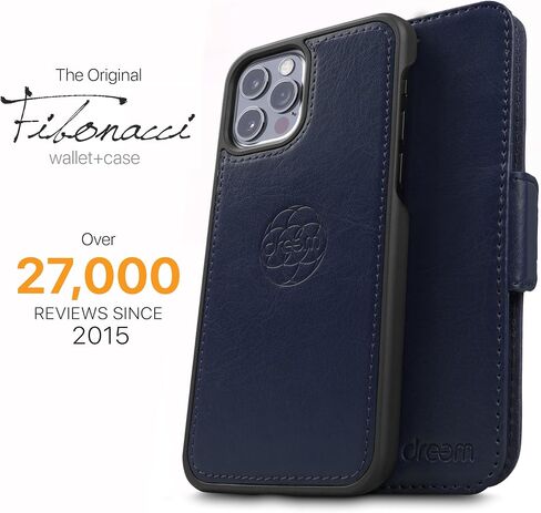 Dreem Fibonacci 2-in-1 Wallet Case for Apple iPhone 12 & 12 Pro - Luxury Vegan Leather, Magnetic Detachable Shockproof Phone Case, RFID Card Protection, 2-Way Flip Stand - Royal in Saudi Arabia