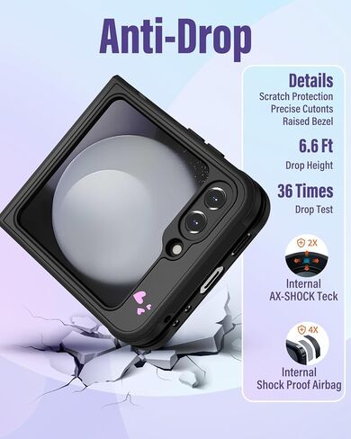 Oqplog for Z Flip 5 حافظة كرتونية لطيفة لهاتف سامسونج فليب 5 مع حامل حلقة للنساء جرلي مضحك عصري فريد من نوعه حافظة هاتف جالاكسي Z فليب 5 لهاتف سامسونج جالاكسي Z فليب 5، جمجمة قلب in Kuwait