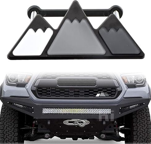 قطعة واحدة من شعار الشبكة ثلاثي الألوان المتوافق مع Tacoma 4Runner Tundra، زخرفة ملصق منتصف الشبكة لشاحنة الالتقاط، شارة أمامية بغطاء للرأس بنمط جبلي 4.7 بوصة (أسود وأبيض ورمادي) in Saudi Arabia