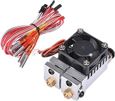Dual Color 2 in 2 Out Extruder 12V 40W for 3D Printer 1.75mm Filament Multi-Extrusion V6 Bowden Hotend Kit 0.4mm Nozzle… (Silver) in Saudi Arabia