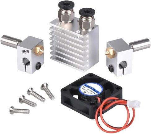 Dual Color 2 in 2 Out Extruder 12V 40W for 3D Printer 1.75mm Filament Multi-Extrusion V6 Bowden Hotend Kit 0.4mm Nozzle… (Silver) in Saudi Arabia