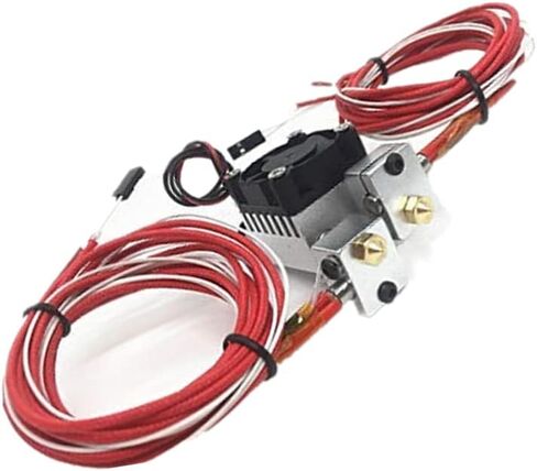 Dual Color 2 in 2 Out Extruder 12V 40W for 3D Printer 1.75mm Filament Multi-Extrusion V6 Bowden Hotend Kit 0.4mm Nozzle… (Silver) in Saudi Arabia