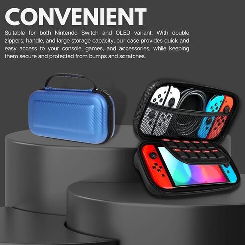 حقيبة حمل واقية للسفر من navor متوافقة مع نينتندو سويتش - حقيبة تخزين ذات هيكل صلب مع مقبض لوحدة تحكم OLED والتبديل | حقيبة ملحقات الألعاب متعددة الوظائف للهدايا in Kuwait