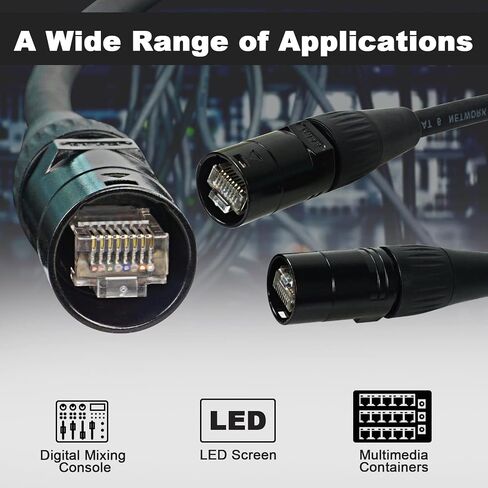 Jamesin CAT6 Shielded Ethercon Cable, 15 Feet, with Booted Rj45, Tactical Locking Ethernet, and Converta-Shell Connectors, for Studio Setups, Touring, Stage Production, Concerts & Other Applications in Kuwait