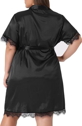 Agnes Orinda Plus Size Satin Robes for Women Short Silky Bathrobes Bridesmaid Party Dressing Gown Sleepwear in Saudi Arabia
