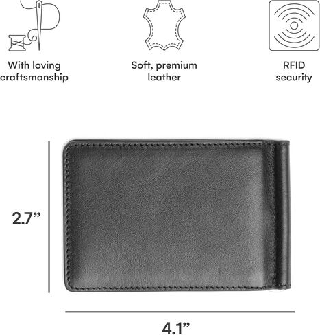 محفظة DONBOLSO الجلدية الرفيعة - محفظة ثنائية الطي للرجال - حماية ضد RFID وحامل البطاقات - محفظة جيب أمامية متينة وعملية - أفضل هدية لعيد الأب وعيد الميلاد in Saudi Arabia