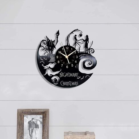 Nightmare Christmas Vinyl Record Wall Clock, Christmas Decorations Gifts 7 Color Light,12" Christmas Interior Home Decor, Quartz Clock Lamp Luminous in Saudi Arabia