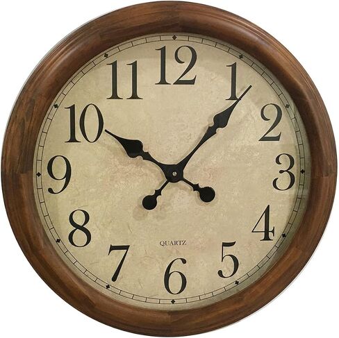 24-Inch Wood Silent Non-Ticking Battery Operated Decorative Wall Clock for Living Room Decor Large Decorative Clock Oversized (Pine) in Saudi Arabia