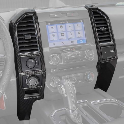 RT-TCZ ل F150 داش تقليم التيار المتناوب غطاء فتحة التهوية ألياف الكربون لفورد F150 2015 2016 2017 2018 2019 2020 ألياف الكربون الداخلية اكسسوارات 4 قطعة in Kuwait