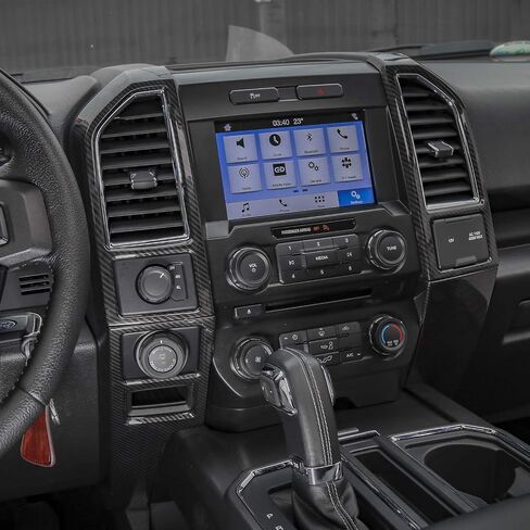 RT-TCZ ل F150 داش تقليم التيار المتناوب غطاء فتحة التهوية ألياف الكربون لفورد F150 2015 2016 2017 2018 2019 2020 ألياف الكربون الداخلية اكسسوارات 4 قطعة in Kuwait