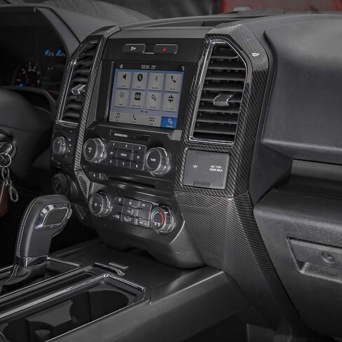 RT-TCZ ل F150 داش تقليم التيار المتناوب غطاء فتحة التهوية ألياف الكربون لفورد F150 2015 2016 2017 2018 2019 2020 ألياف الكربون الداخلية اكسسوارات 4 قطعة in Kuwait