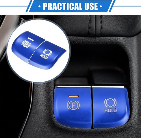 2 Pcs Car Electronic Handbrake Auto Hold Button Cover Trim Compatible for Toyota Corolla 2020-2023, Durable Aluminum Alloy Blue in Kuwait