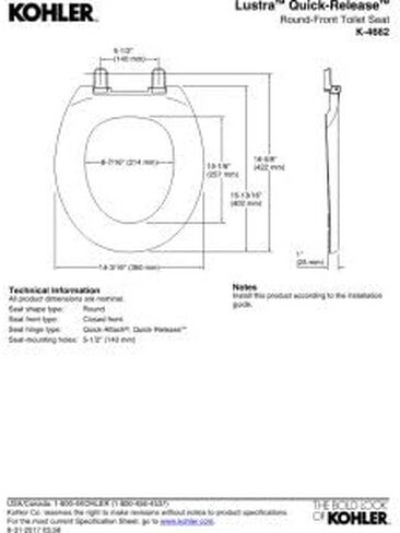 KOHLER K-4662-0 Lustra Round-front Toilet Seat, White in Saudi Arabia