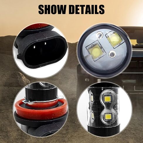 Pack-2 Car H11 LED مصباح ضباب عالي الطاقة، مجموعة شرائح CREE 360 درجة لمبة إضاءة بدون زاوية ميتة، غطاء مصباح تبديد الحرارة السريع من سبيكة مقاومة للزلازل، عالمي لمعظم السيارات (أبيض) in Saudi Arabia