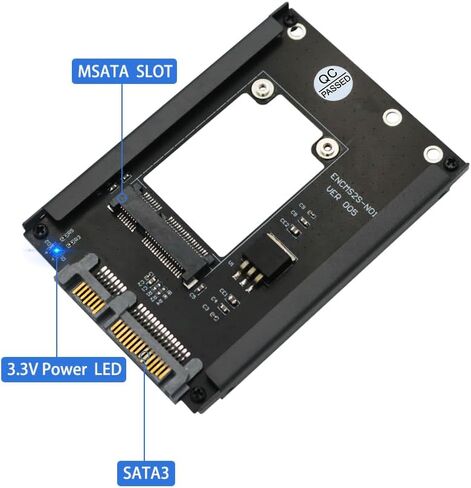 MSATA SSD إلى 2.5 بوصة SATA III مع حامل إطار - احتفظ بـ mSATA SSD كمحرك أقراص SATA مقاس 7 مم 2.5 بوصة in Kuwait