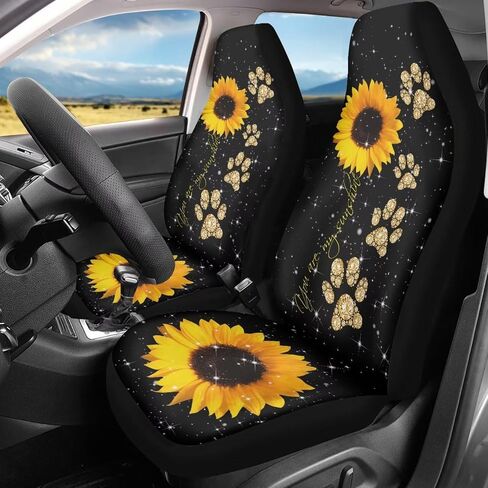 مجموعة أغطية مقاعد السيارة الأمامية من Sunflower Paws مكونة من قطعتين، ملحقات السيارة You are My Sunshine للنساء والفتيات، وأغطية مقاعد عالية الظهر لسيارات الدفع الرباعي والشاحنات سيدان in Kuwait