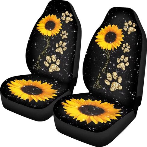 مجموعة أغطية مقاعد السيارة الأمامية من Sunflower Paws مكونة من قطعتين، ملحقات السيارة You are My Sunshine للنساء والفتيات، وأغطية مقاعد عالية الظهر لسيارات الدفع الرباعي والشاحنات سيدان in Kuwait