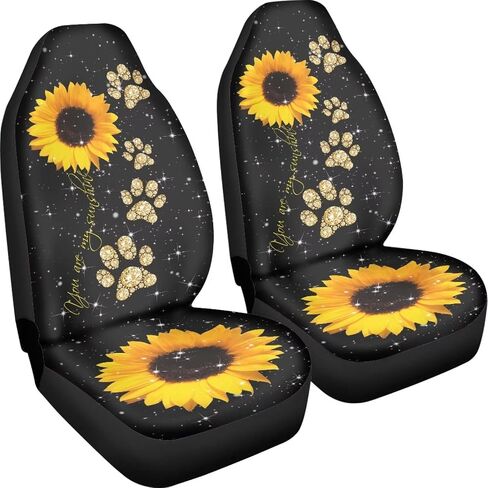مجموعة أغطية مقاعد السيارة الأمامية من Sunflower Paws مكونة من قطعتين، ملحقات السيارة You are My Sunshine للنساء والفتيات، وأغطية مقاعد عالية الظهر لسيارات الدفع الرباعي والشاحنات سيدان in Kuwait