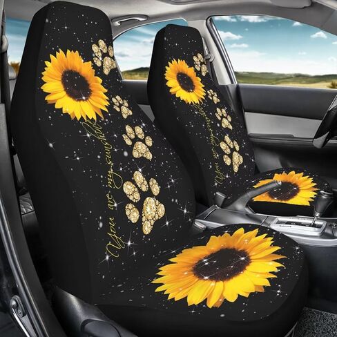 مجموعة أغطية مقاعد السيارة الأمامية من Sunflower Paws مكونة من قطعتين، ملحقات السيارة You are My Sunshine للنساء والفتيات، وأغطية مقاعد عالية الظهر لسيارات الدفع الرباعي والشاحنات سيدان in Kuwait