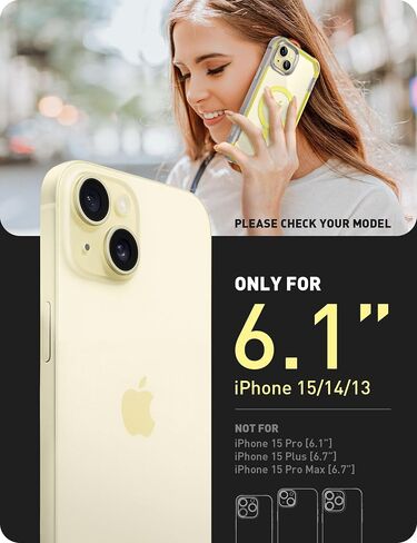 i-Blason AresMag for iPhone 15 Case/iPhone 14 Case/iPhone 13 Case [6.1 inch], [MagSafe Compatible] Full-Body Shockproof Rugged Clear Bumper Case with Built-in Screen Protector (Black) in Saudi Arabia