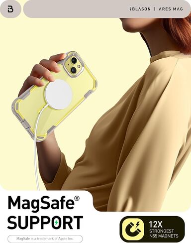 i-Blason AresMag for iPhone 15 Case/iPhone 14 Case/iPhone 13 Case [6.1 inch], [MagSafe Compatible] Full-Body Shockproof Rugged Clear Bumper Case with Built-in Screen Protector (Black) in Saudi Arabia