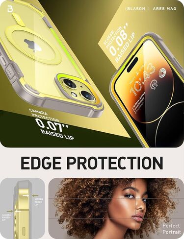 i-Blason AresMag for iPhone 15 Case/iPhone 14 Case/iPhone 13 Case [6.1 inch], [MagSafe Compatible] Full-Body Shockproof Rugged Clear Bumper Case with Built-in Screen Protector (Black) in Saudi Arabia