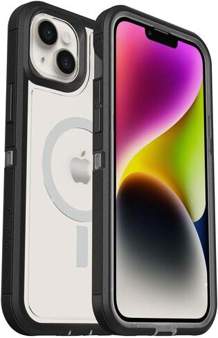 حافظة شفافة لهاتف Apple iPhone 14 / iPhone 13 Defender Series XT من OTTERBOX مع MagSafe - كريستال أسود (77-90062)، حماية من السقوط بمعايير عسكرية 5X in Saudi Arabia