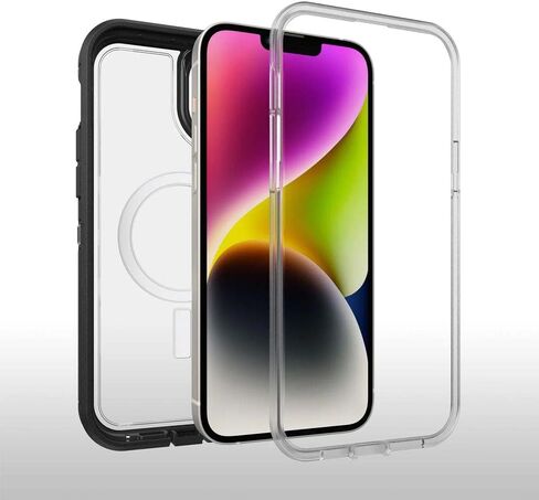 حافظة شفافة لهاتف Apple iPhone 14 / iPhone 13 Defender Series XT من OTTERBOX مع MagSafe - كريستال أسود (77-90062)، حماية من السقوط بمعايير عسكرية 5X in Saudi Arabia