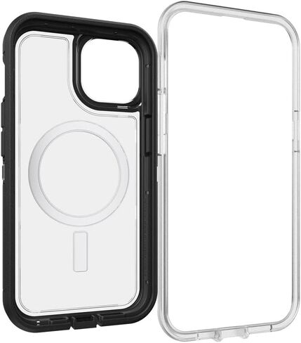 حافظة شفافة لهاتف Apple iPhone 14 / iPhone 13 Defender Series XT من OTTERBOX مع MagSafe - كريستال أسود (77-90062)، حماية من السقوط بمعايير عسكرية 5X in Saudi Arabia