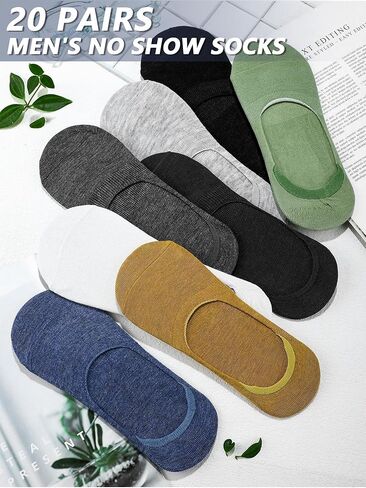 20 Pairs لا تظهر أحذية خفيفة بدون كعب النساء الرجال غير مرئية المنخفضة قطع رقيقة الكاحل الجوارب عدم الانزلاق بطانة عادية الجوارب القصيرة جوارب قطنية in Kuwait