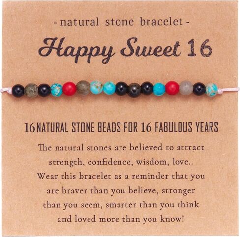 Natural Healing Crystal Milestone Birthday Bracelets Gifts for Girls Women Happy Birthday Adjustable Bracelets Christmas Gift for Mom Daughter Granddaughter Niece Sister Friends in Saudi Arabia