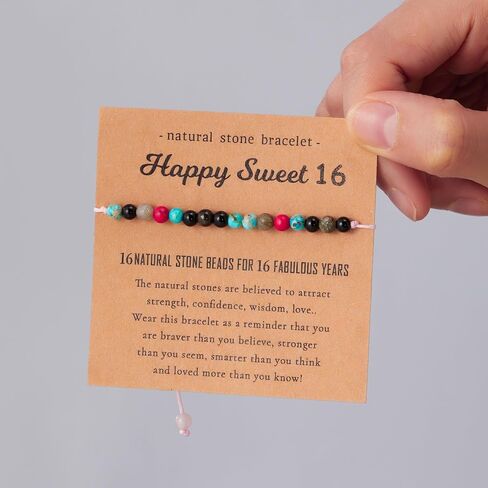 Natural Healing Crystal Milestone Birthday Bracelets Gifts for Girls Women Happy Birthday Adjustable Bracelets Christmas Gift for Mom Daughter Granddaughter Niece Sister Friends in Saudi Arabia