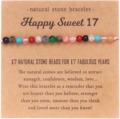 Natural Healing Crystal Milestone Birthday Bracelets Gifts for Girls Women Happy Birthday Adjustable Bracelets Christmas Gift for Mom Daughter Granddaughter Niece Sister Friends in Saudi Arabia