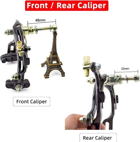 مجموعة فرجار فرامل الدراجة، فرامل فرجار سحب جانبية أمامية وخلفية مع وسادات 48 مم وذراع طويل 4.33 بوصة تتضمن كابلات داخلية وخارجية، رافعة فرامل 4 أصابع، تناسب معظم دراجات الطرق، زوج واحد in Kuwait