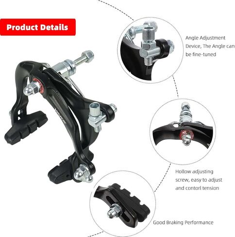 مجموعة فرجار فرامل الدراجة، فرامل فرجار سحب جانبية أمامية وخلفية مع وسادات 48 مم وذراع طويل 4.33 بوصة تتضمن كابلات داخلية وخارجية، رافعة فرامل 4 أصابع، تناسب معظم دراجات الطرق، زوج واحد in Kuwait