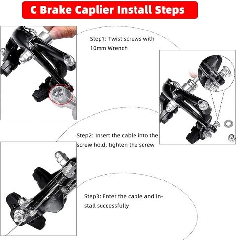 مجموعة فرجار فرامل الدراجة، فرامل فرجار سحب جانبية أمامية وخلفية مع وسادات 48 مم وذراع طويل 4.33 بوصة تتضمن كابلات داخلية وخارجية، رافعة فرامل 4 أصابع، تناسب معظم دراجات الطرق، زوج واحد in Kuwait